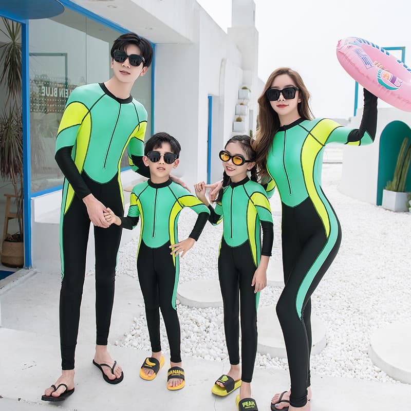 2022 verão beira-mar protetor solar família de quatro pais-filhos roupa de banho feminina macacão de manga comprida