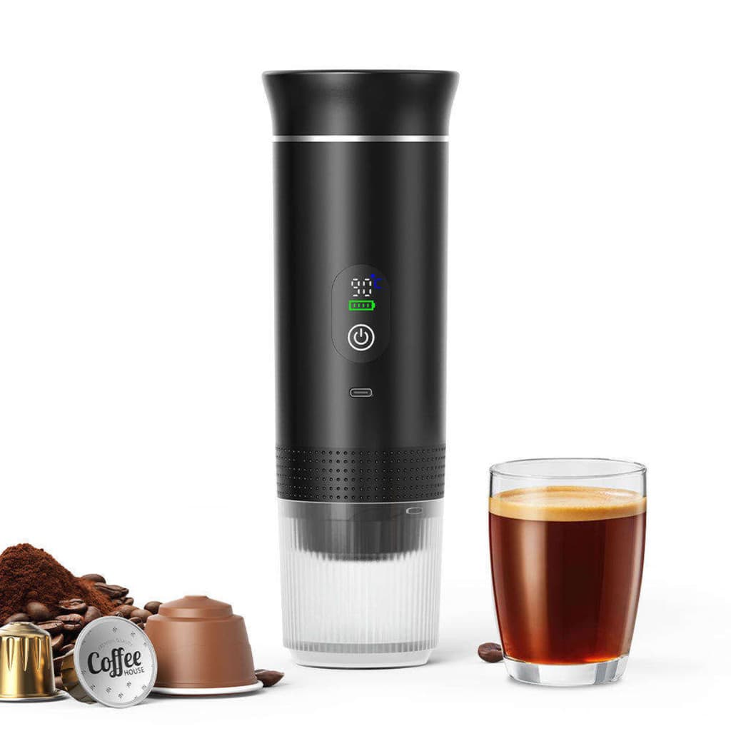 Mini Cafeteira Máquina de Fazer Café Portátil Recarregável Compatível Cápsulas Esquenta Água 80ml