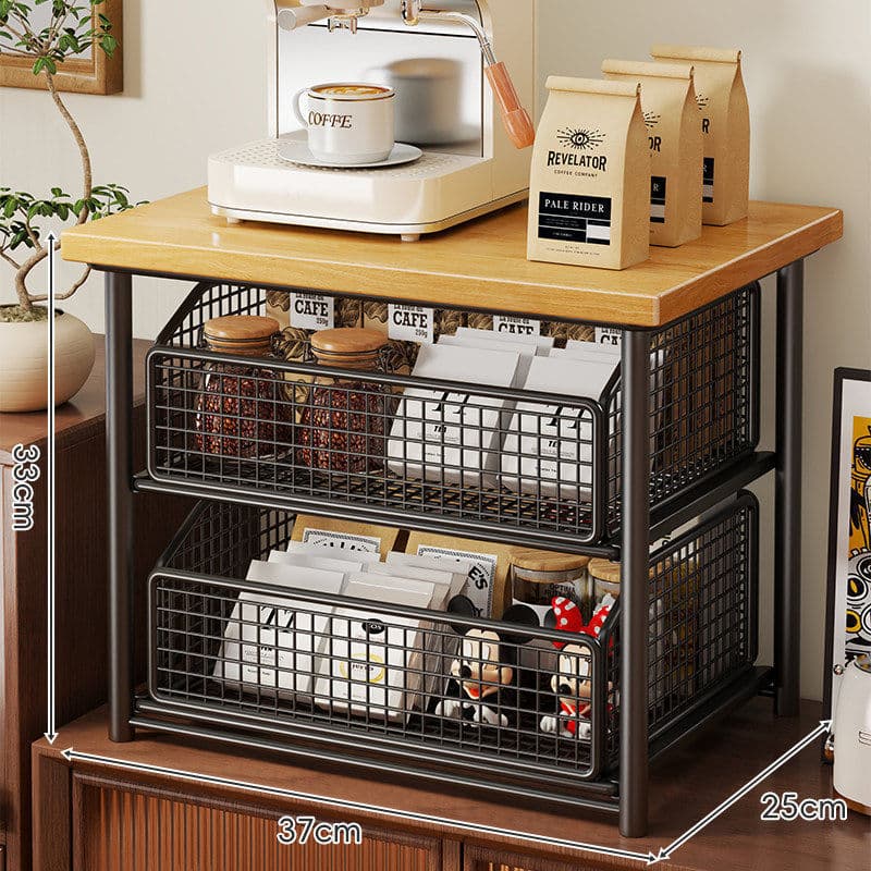 [Novo produto] Prateleira de mesa para armazenamento de café Prateleira multicamadas para armazenamento de cozinha