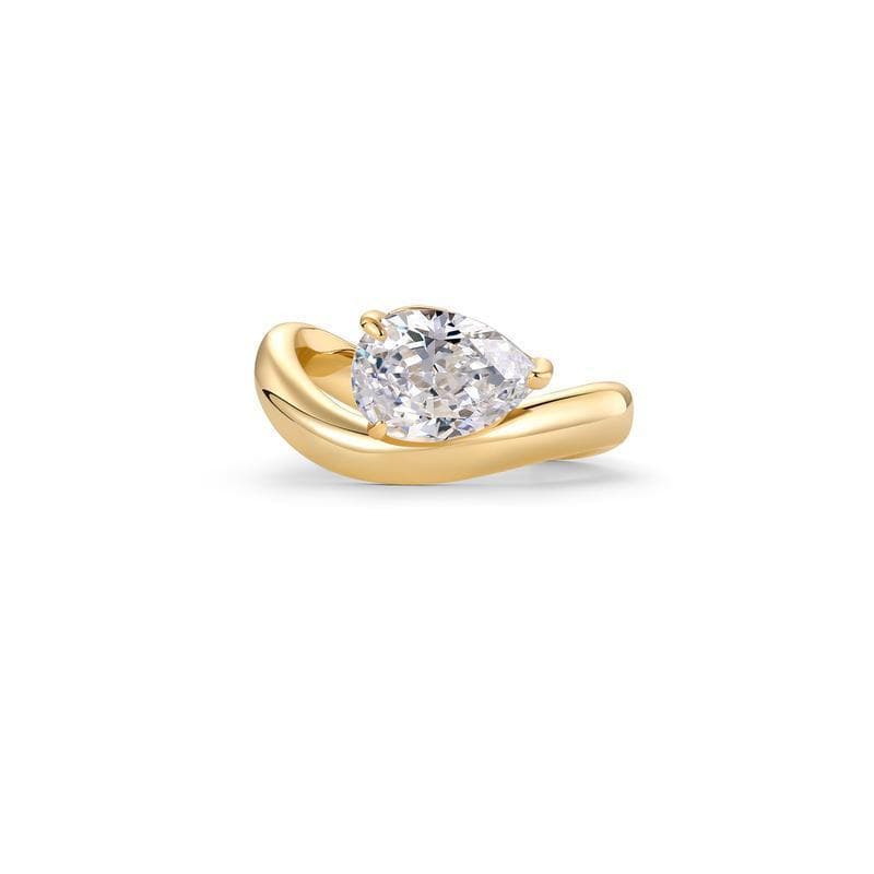 Anel de Noivado Feminino PAVOI com Zircônia Cúbica Premium em Forma de Pêra, Banhado a Ouro 14K |   Anel de Casamento Fa