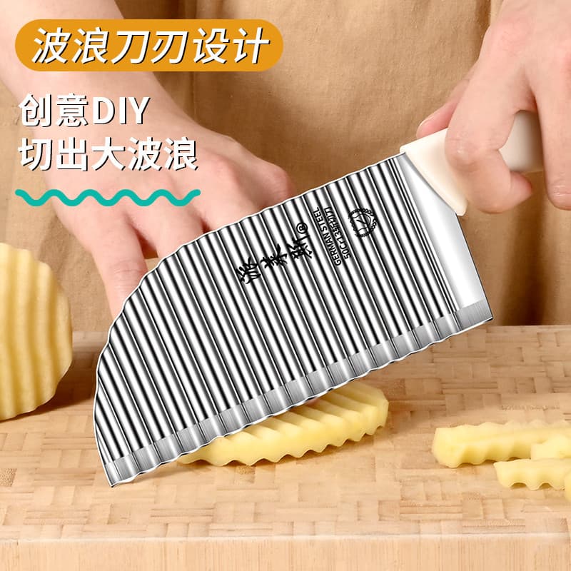 360 onda faca de batata comercial engrossado aço inoxidável pico batatas fritas faca cozinha multifuncional corte batata