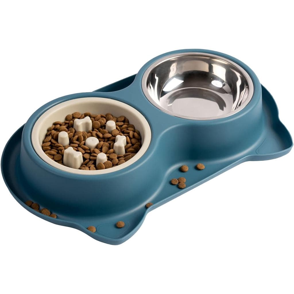 Comedouros para cães com base antiderrapante, comedouro lento 3 em 1 de aço inoxidável que evita a ingestão rápida, comb