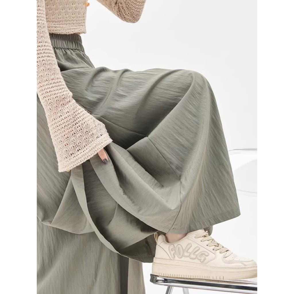 Textura sentimento plissado algodão linho calças de perna larga feminina primavera cintura alta Drape preguiçoso Yamamot