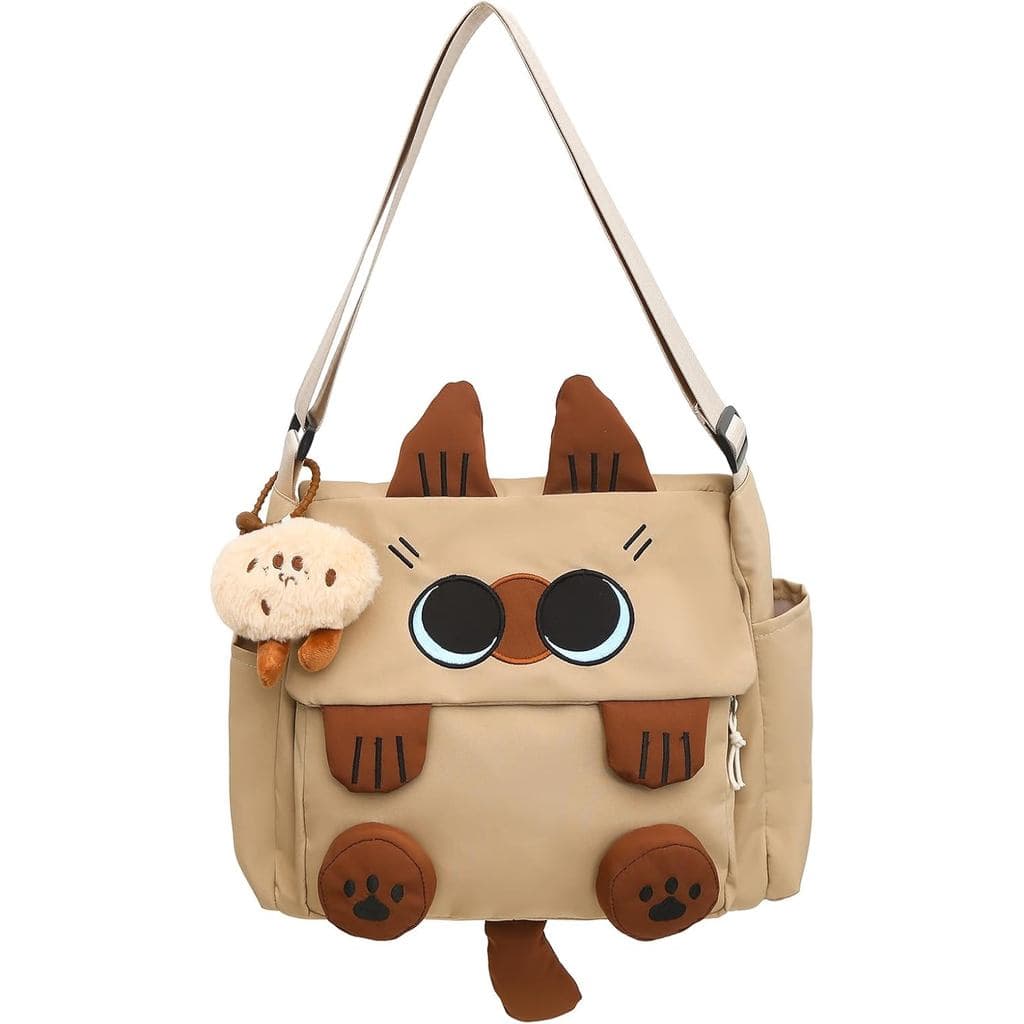 Bolsa mensageiro feminina Kawaii, bolsa transversal de nylon, bolsa de mão com estética Y2K, vem com pingente acessório