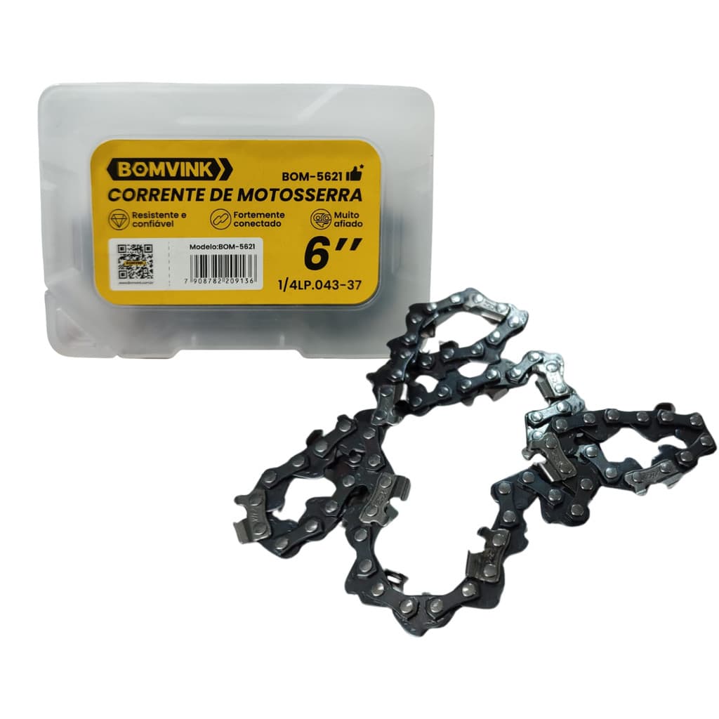 Corrente Tamanho 6" Para Mini Motosserra Elétrica 18 Dentes Passo 1/4" Calibre 1,1mm