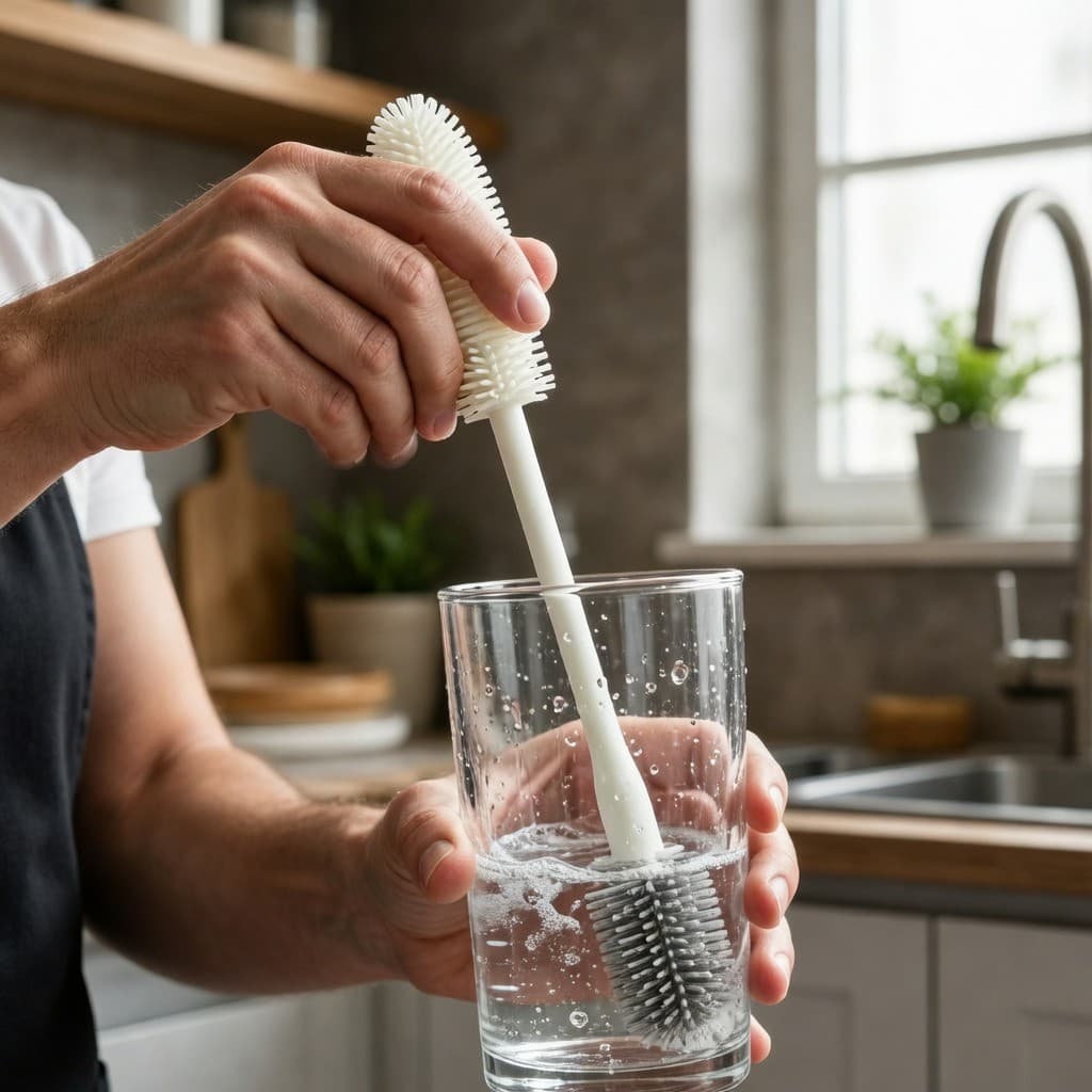 Escova de Limpeza Silicone para Garrafas, Mamadeiras, Squeezes e Copos Clink