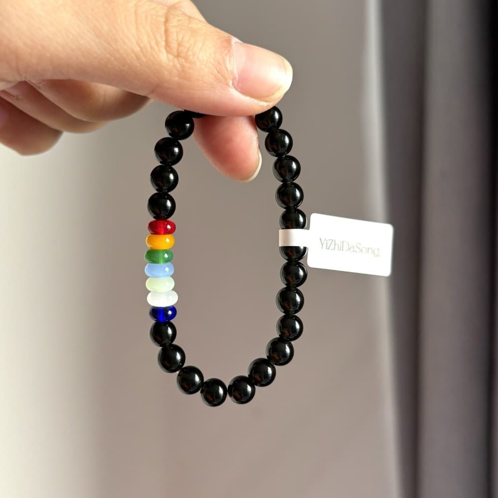 Acessórios de pulso pulseira do mesmo estilo. Pulseira de energia colorida arco-íris exclusiva para homens e mulheres ca