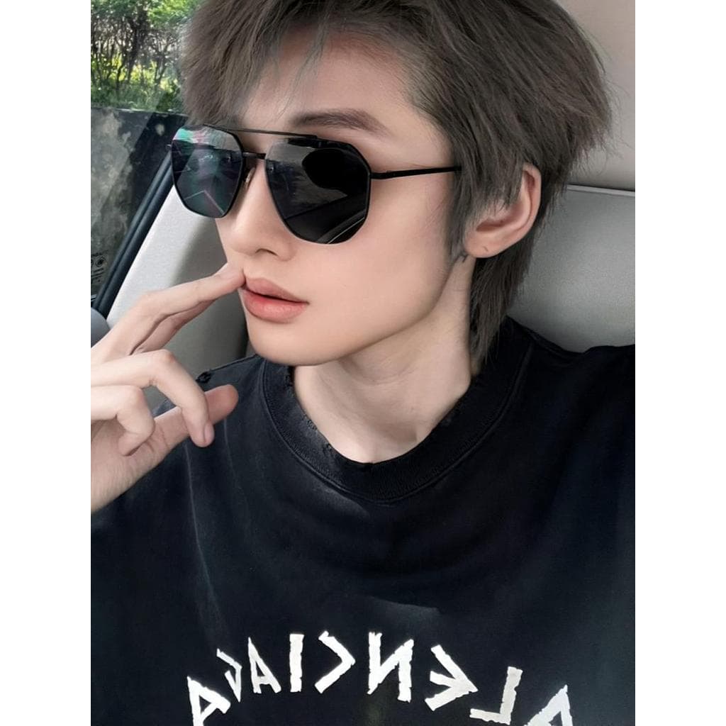 2024 novo estilo óculos de sol masculino High-End sentir rufião bonito ins Anti-ultravioleta condução dedicado grande ro