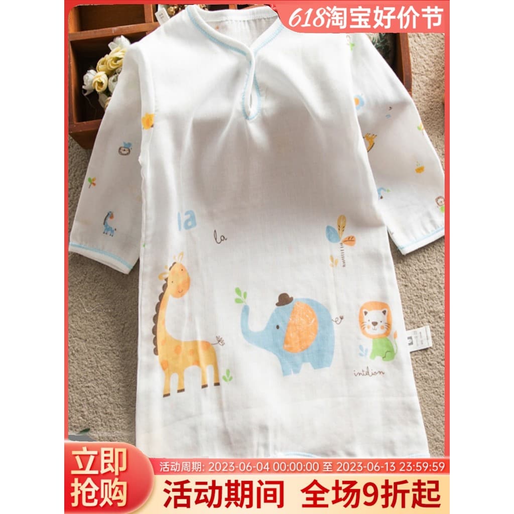 Verão masculino feminino bebê manga comprida gaze camisola pijamas do bebê puro algodão crianças camisola casa Robe ar c