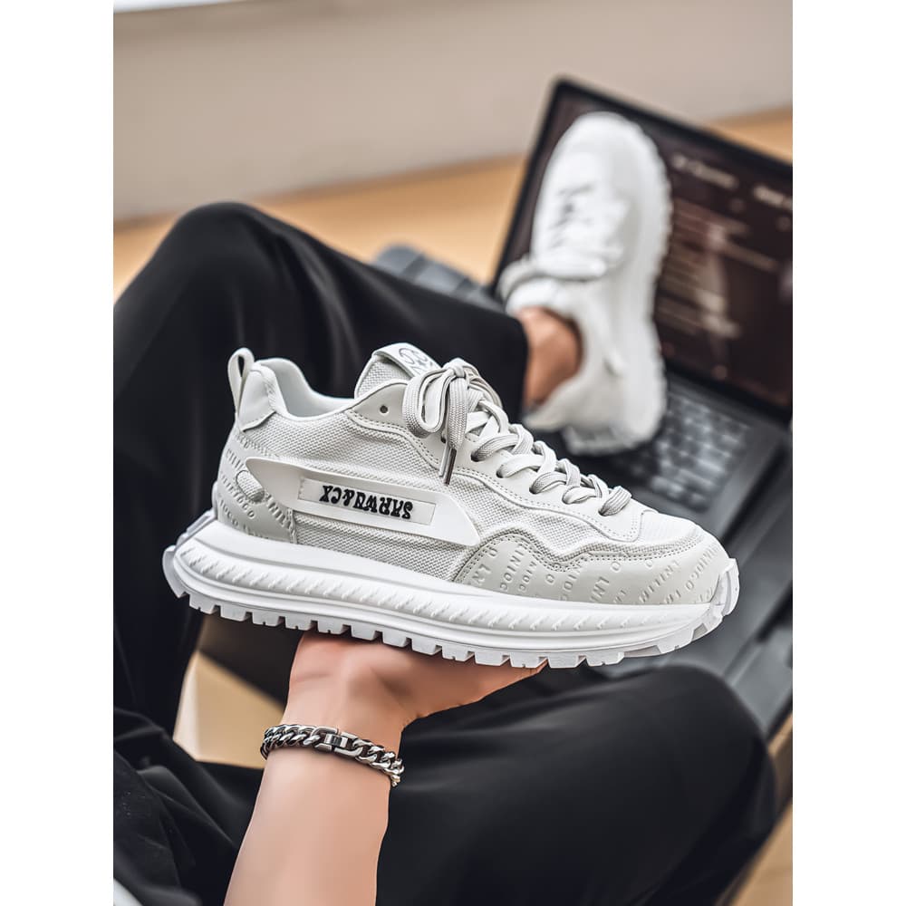 Forrest Gump Sapatos Brancos Homens 2025 Novo Estilo Malha Altura Aumentando Sapatos Homens 8cm6 Respirável Tênis Esport