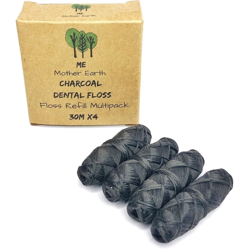 Refil de Fio Dental de Carvão de Bambu Biodegradável Vegano |    Cera de Candelilla |   30M x4 |   Óleo Essencial de Hor