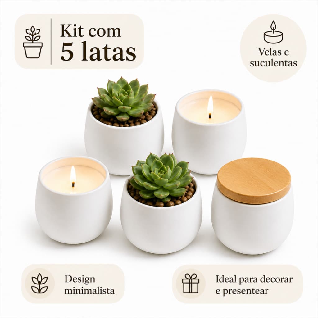 Lata  Branca para Vela Aromática  Lembrancinhas –com Acabamento Refinado 120ml