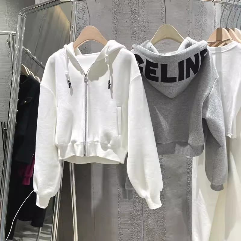 Outono inverno solto coreano feminino estilo fino zíper com capuz Cardigan camisa de fundo moletom feminino