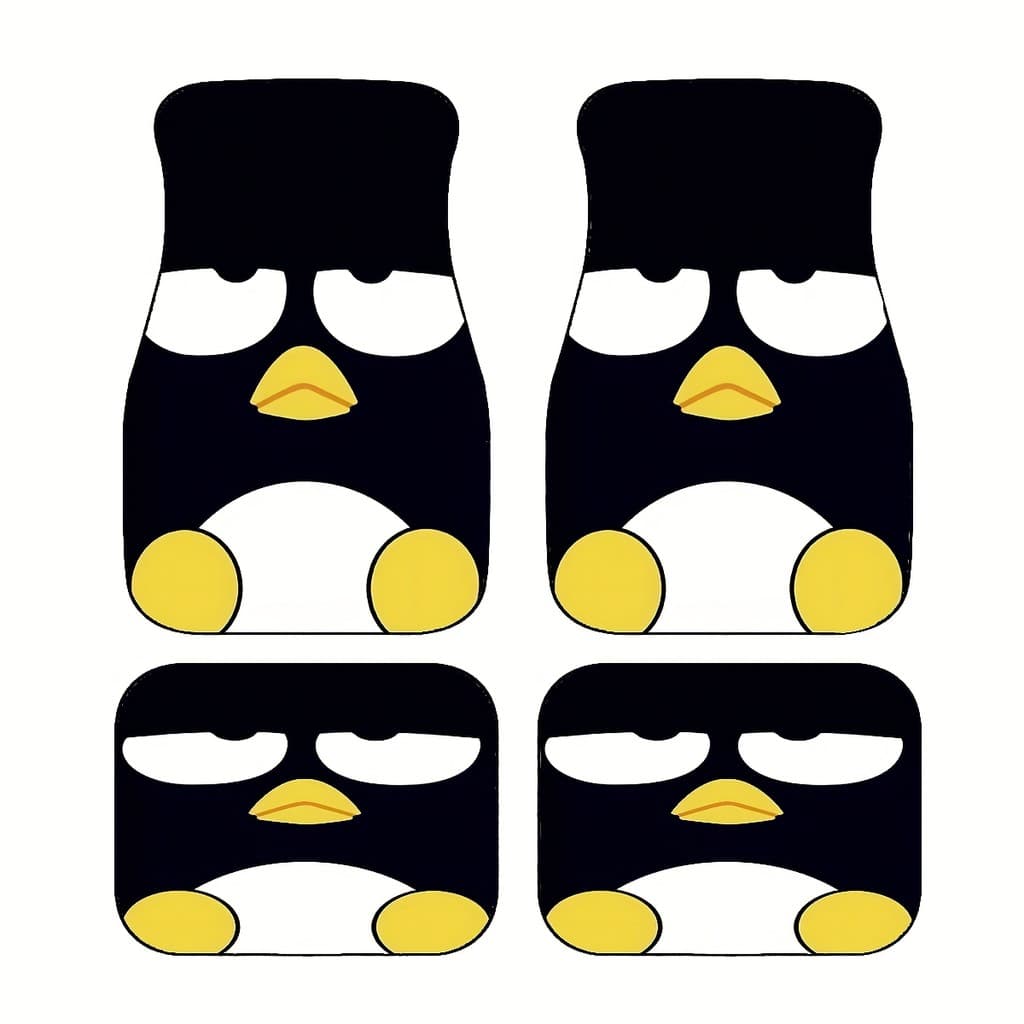 4 peças de tapetes de pés de carro estampados Cool Penguin Sanrio, tapetes de carro de Material durável antiderrapante,