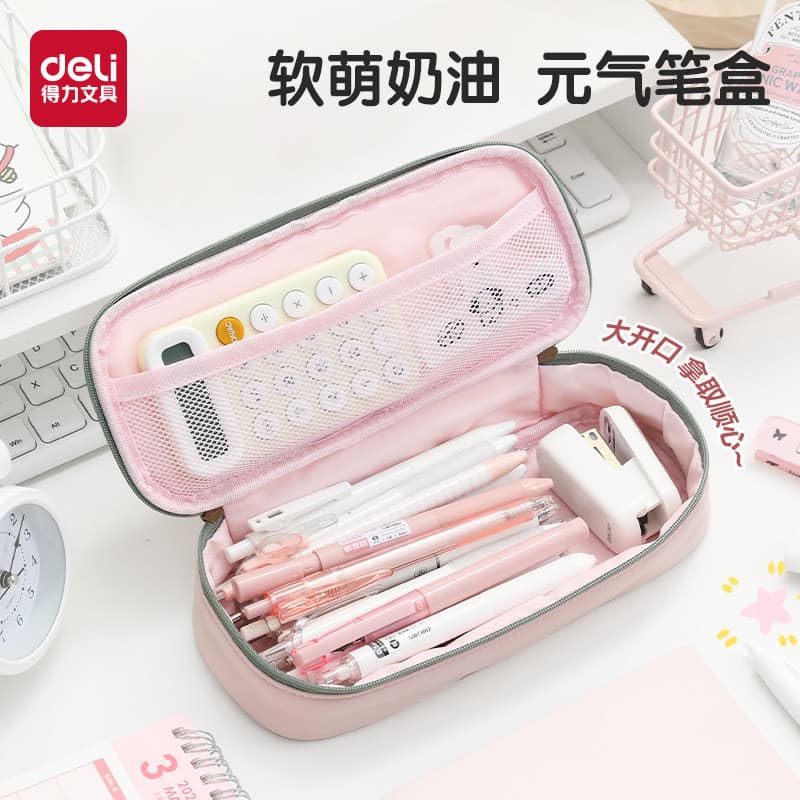 Deli Vitality Estojo para lápis Soft Blossoming Grande abertura Grande capacidade 2025 Novo estilo Estojo feminino para
