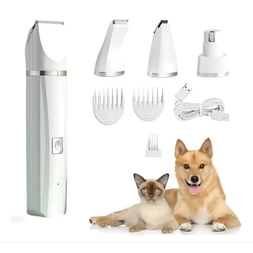 4 em 1 pet Kit Maquina De Tosa Pet Recarregável Aparadora Gato Baixo Ruído Fio kit
