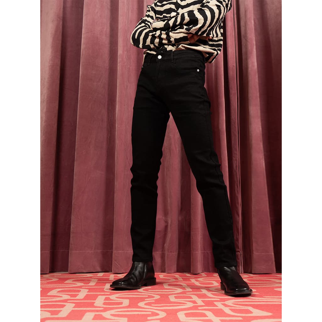 CLP Preto Skinny Jeans Masculino Elástico Slim-fit Pés Pequenos Retro Street Wear Casual High-End Alto