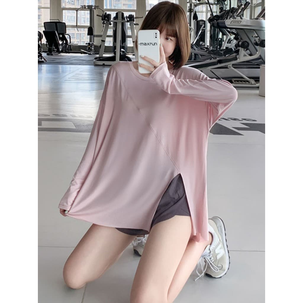 Blusa solta esportes topo Pilates dança wear Yoga camiseta feminina correndo Fitness wear absorvente de suor rápido @-