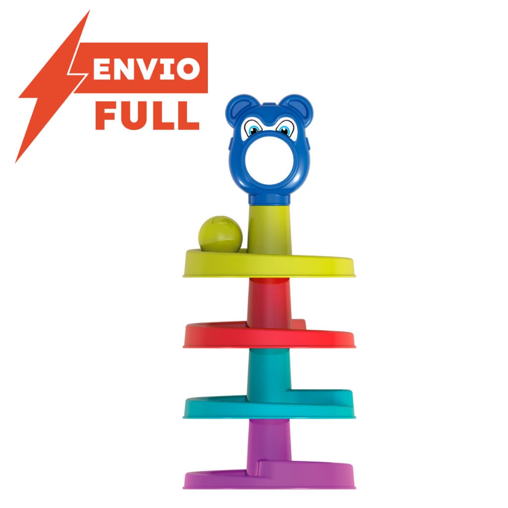 Escorrega Ball 36cm - Torre Brinquedo Com bola Que faz Barulhinho - 4 voltas - Desenvolvimento Infantil