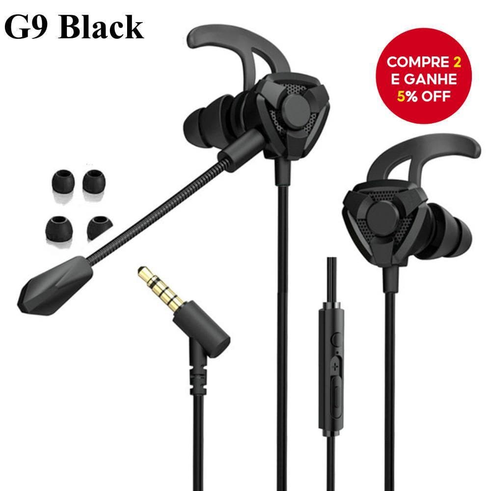 Fone de Ouvido Gamer 3,5 mm para Jogos CS Fone de Ouvido Intra-Auricular com Redução de Ruído em Fio com Microfone