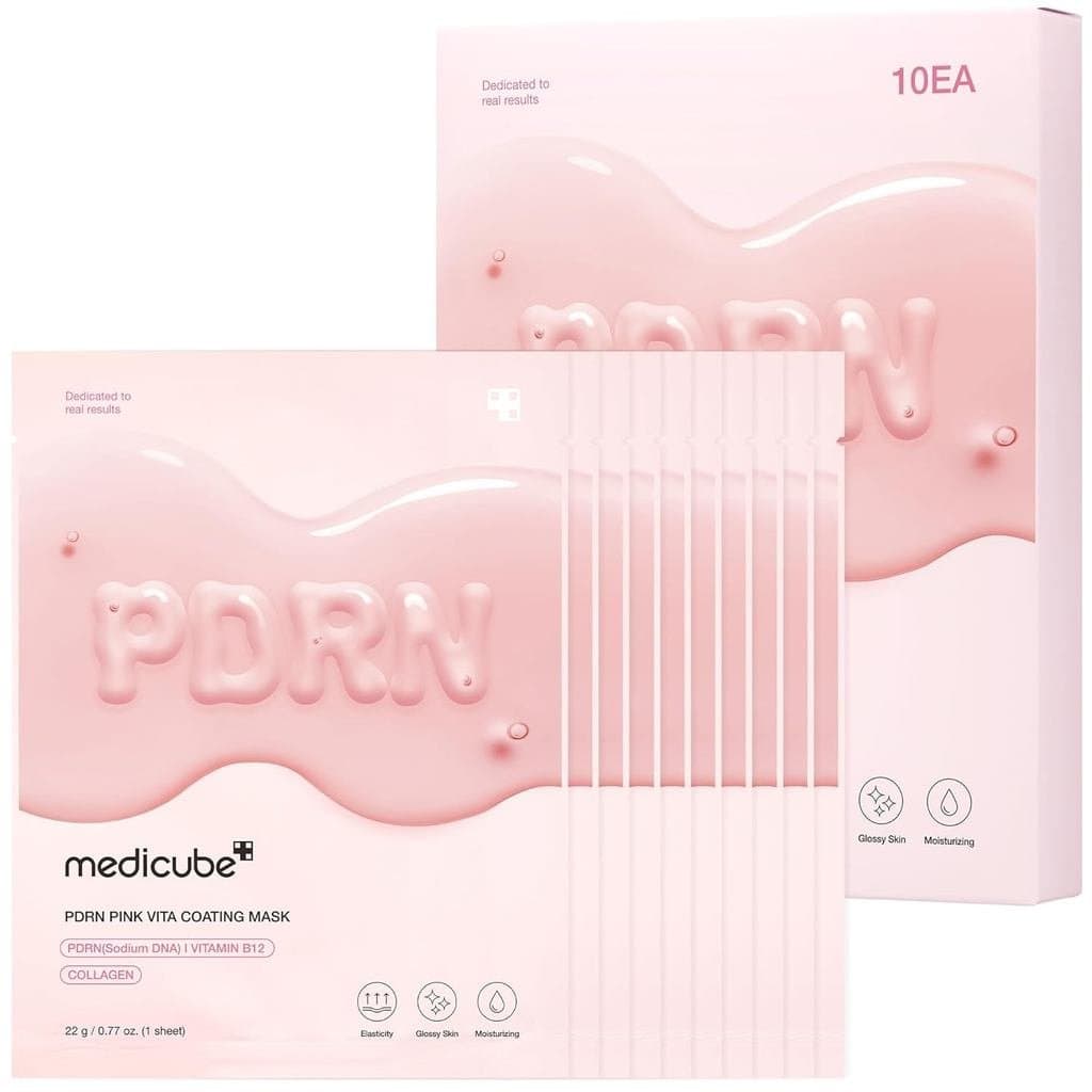 medicube Salmon DNA PDRN Pink Vita Coating Sheet Mask 10EA - Máscara facial coreana para de vidro - Máscara luxuosa