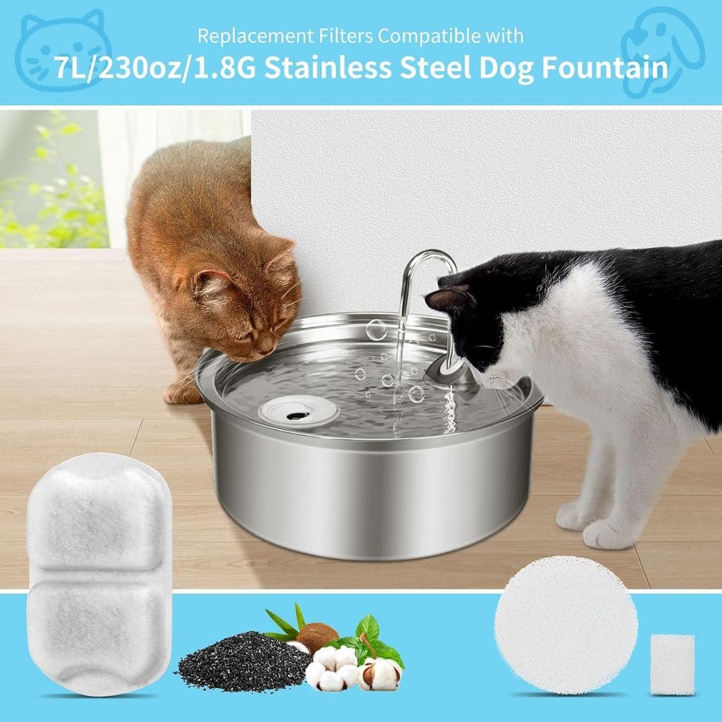 Conjunto De Substituição De Filtro De Fonte De Cachorro 8/16 Para Dispensador De Água De Aço Inoxidável 7L/230oz/1.8G