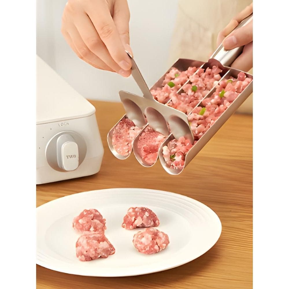 Utensílio para Fazer Almôndegas Triplas, Colher Manual de Aço Inoxidável 304 com Cabo Longo, Molde Antiaderente para Alm