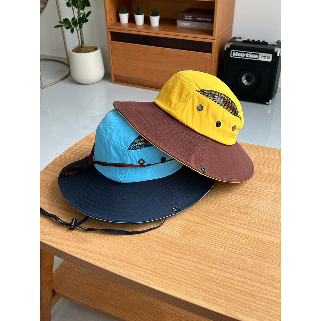 Verão de secagem rápida cor combinando malha balde chapéu feminino protetor solar caminhadas primavera Outing pára-sol l