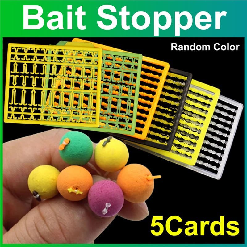Conjunto de 5 peças de acessórios para pesca de carpa: micro-stopper de isca, suporte de isca, fixador de linha de pesca