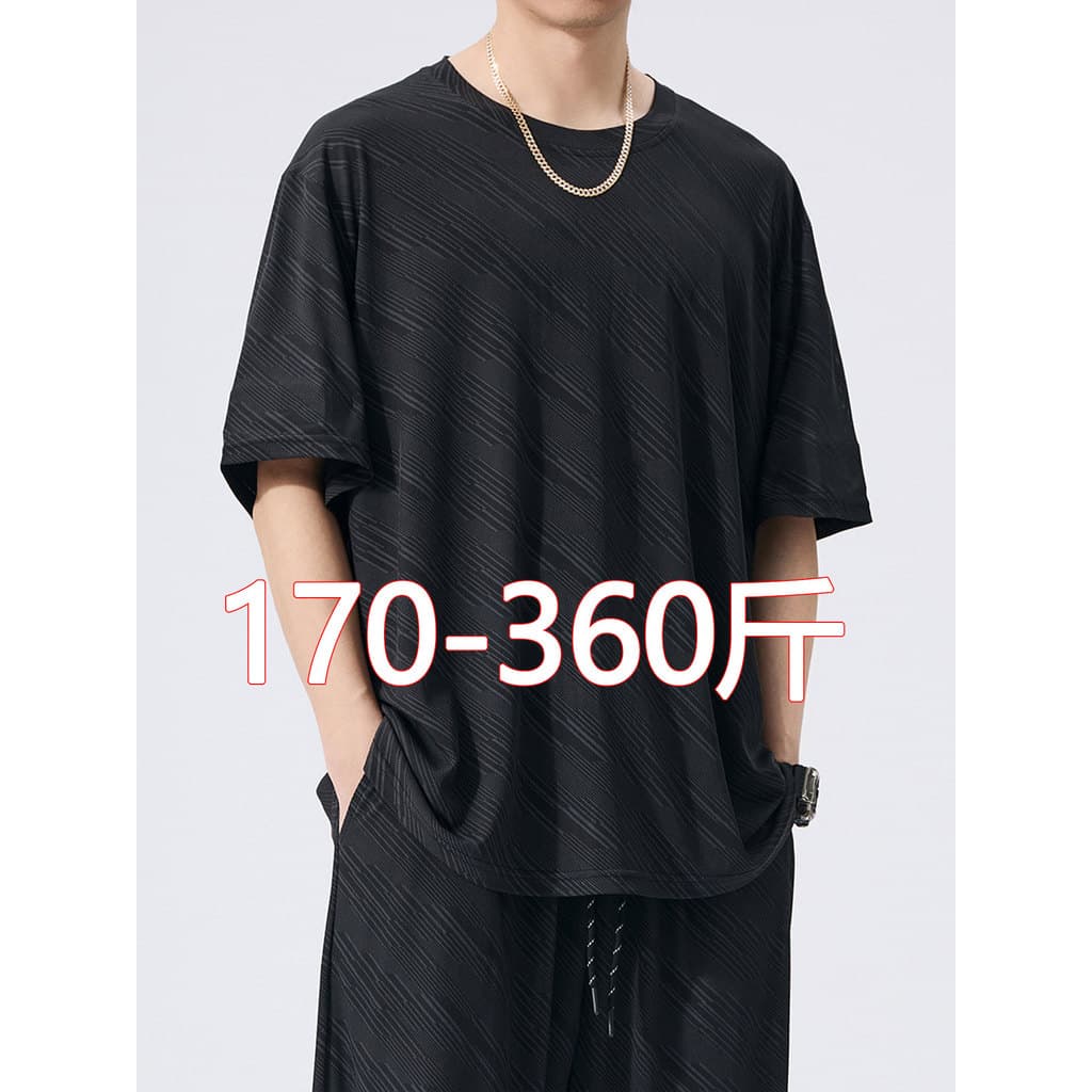 Extra grande gelo seda legal camiseta masculina verão fino solto estilo simples Casual esportes de secagem rápida topo d