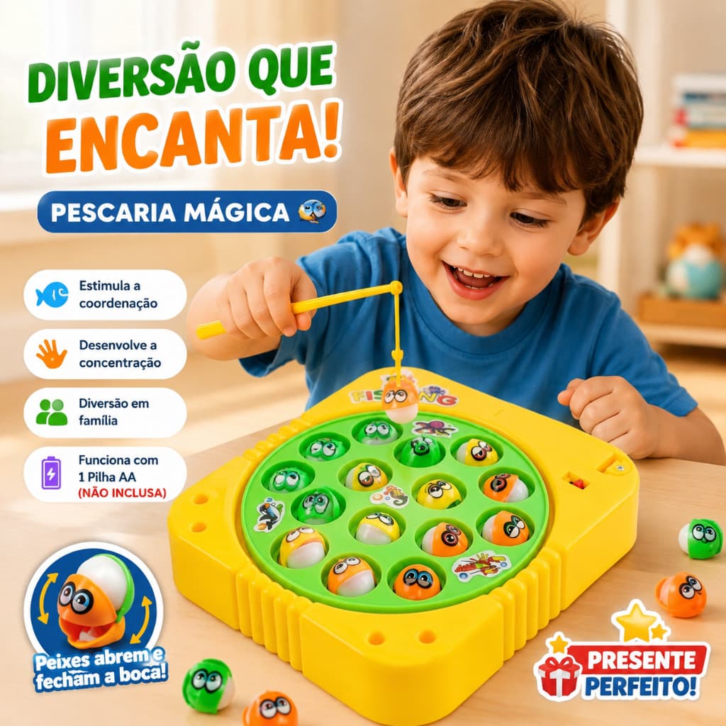 Jogo de pesca giratório elétrico para crianças - Brinquedo educativo