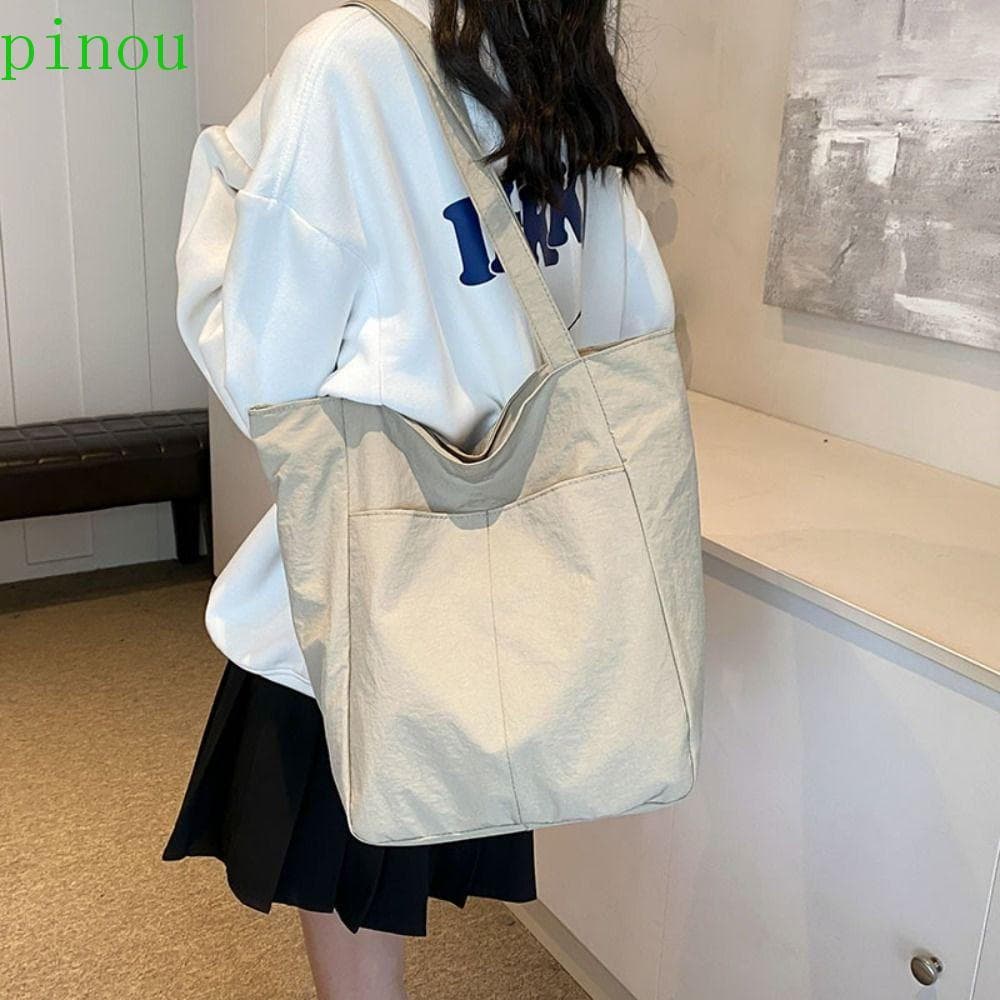 Bolsa Tote PINOU De Grande Capacidade , De Ombro Único Estilo Coreano Leve Viagem Com Zíper De Cor Sólida