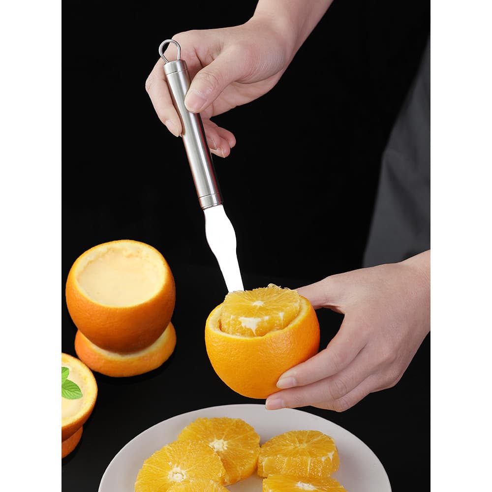 Faca de remoção de carne laranja 304, aço inoxidável, descascador de laranja, pudim de leite laranja, corte de umbigo, n