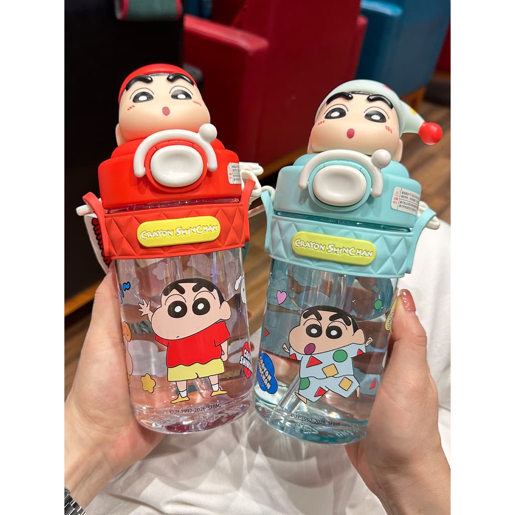 Crayon Shin-Chan copo de palha infantil, grande capacidade, Tritan, meninos, meninas, estudantes, escola, dedicado, verã