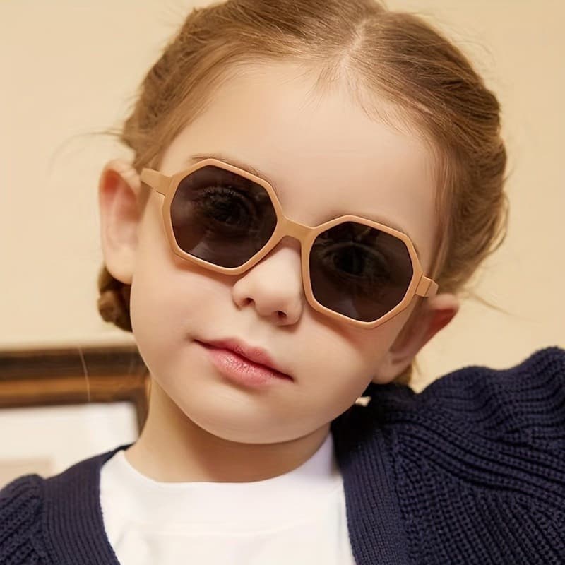 Children's Sunglasses, One-piece UV Protection Sunglasses, Polygonal Frame Sunglasses, For Boys Girls Daily Holiday Spor
