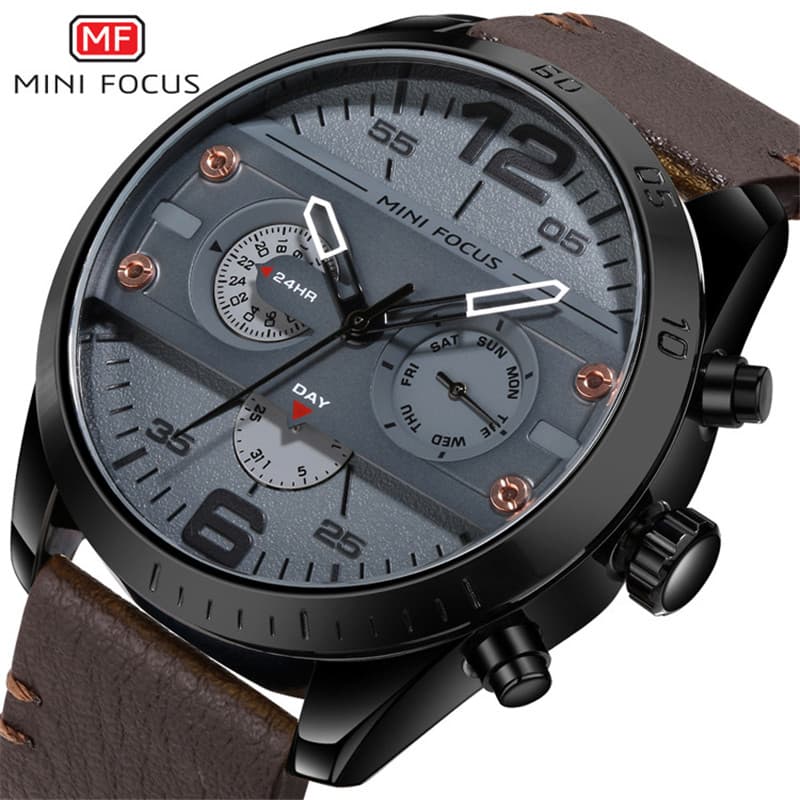 MINI FOCUS Street Wear Relógio esportivo multifuncional com mostrador grande relógio exclusivo masculino 068G