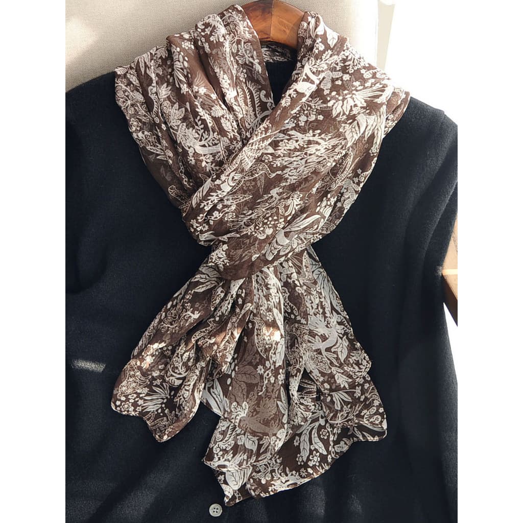 Primavera verão protetor solar lenço de seda longo impresso Extra grande gaze xale versão coreana estilo Retro senhoras