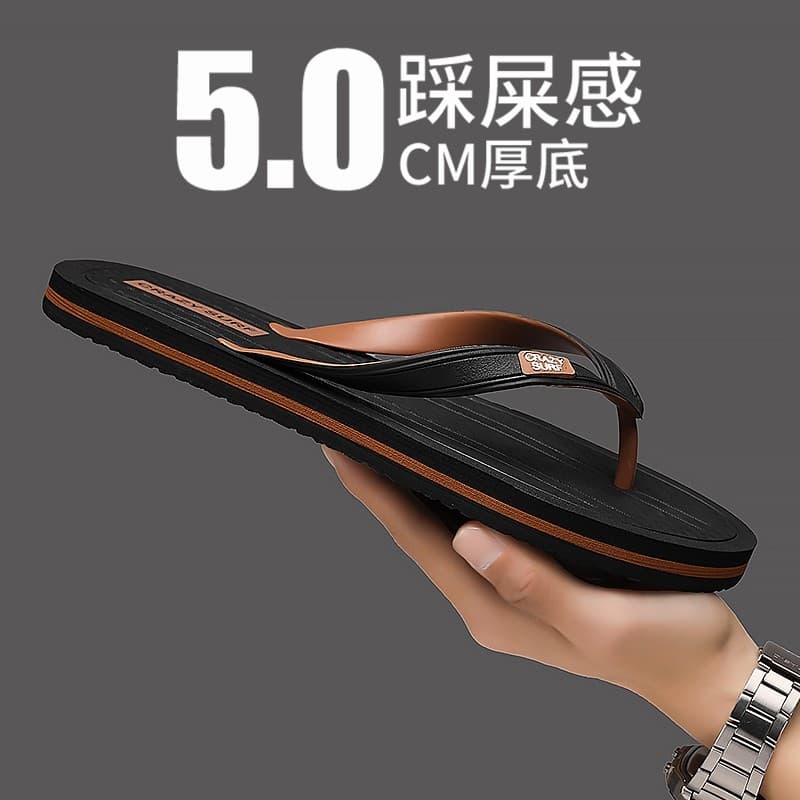 Chinelos masculinos verão ao ar livre usar sola macia antiderrapante cantonês flip-flops masculino ao ar livre beira-mar