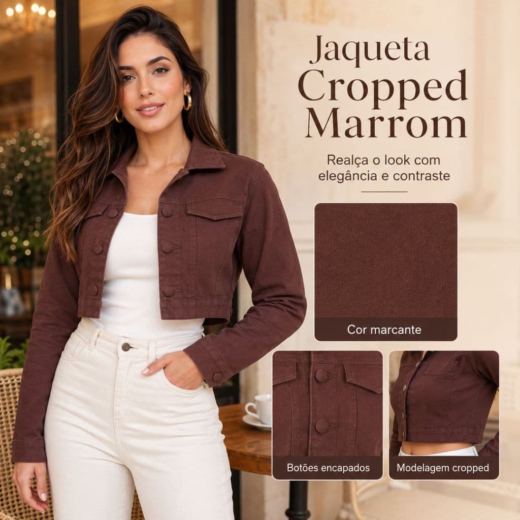 Jaqueta Feminina Jeans Preta Marmorizada Elastano Linha Premium Lançamento
