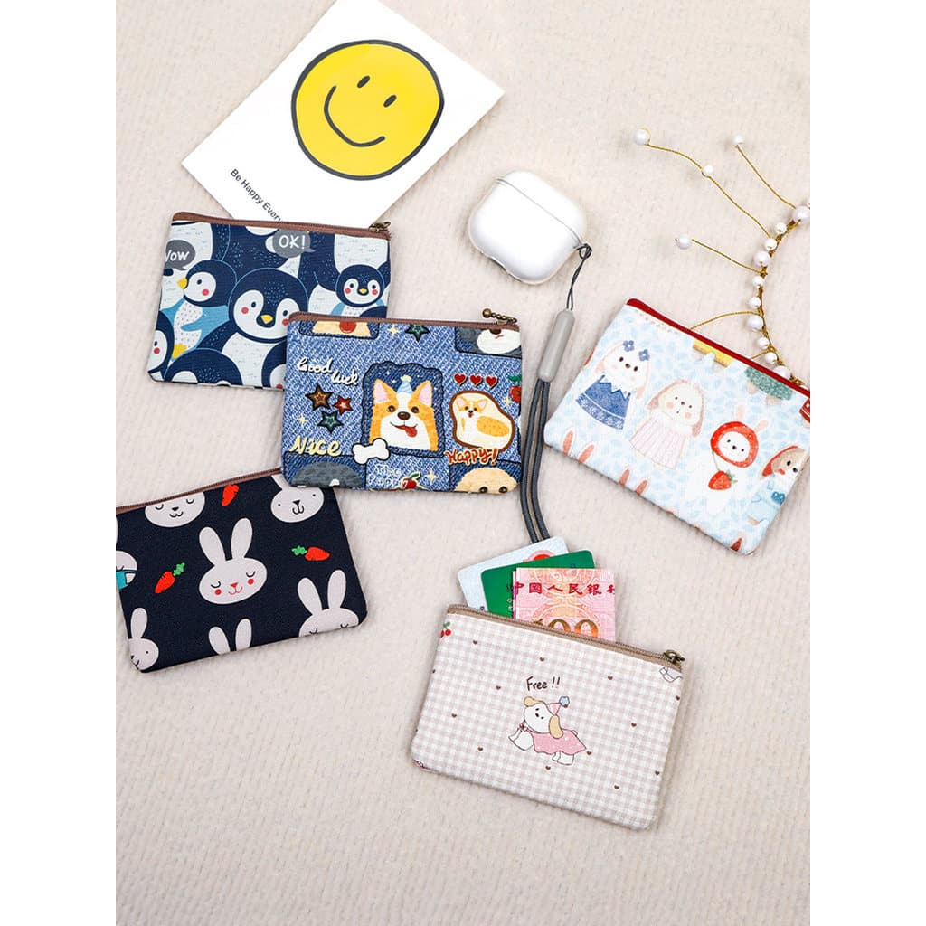 carteira femenina carteira feminina pequena Mini carteira impressa saco de bolso pequeno tecido de algodão fresco titula