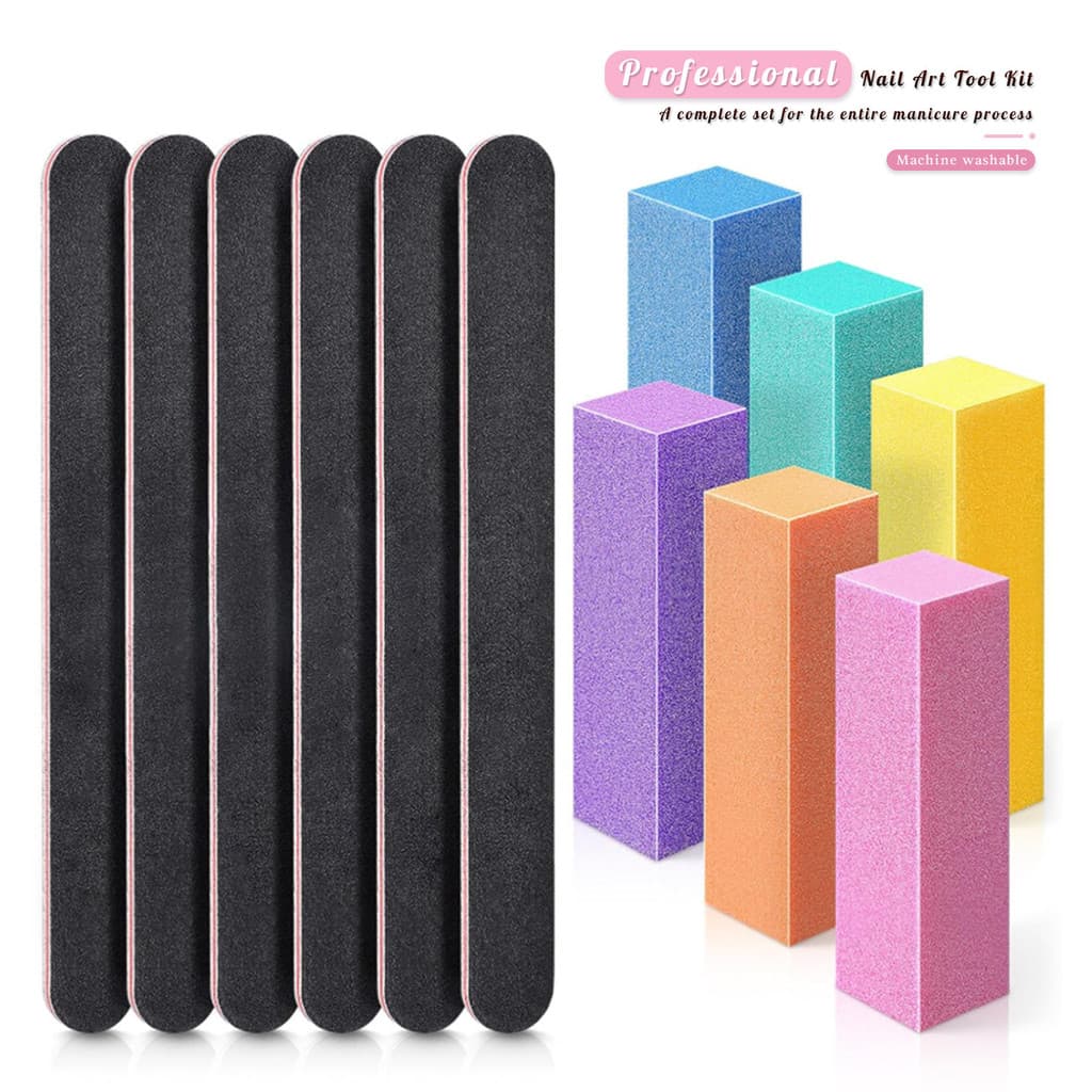 [12Pieces/Suit]Nail file and polishing block tool kit for manicure, nail shaping, and polishing