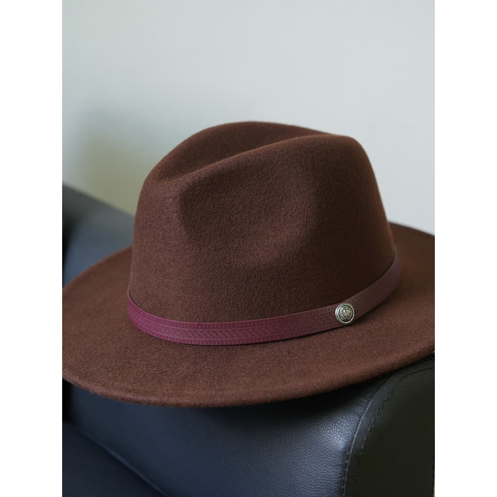 Francês Retro antigo dinheiro estilo marrom lã pura chapéu panamá lã chapéu Casual cinto simples chapéu superior
