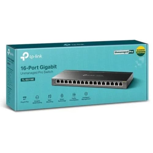 Switch Hub Tp-link TL-SG116E 16 Portas Gigabit 1000Mbps - Cinza - Novo
