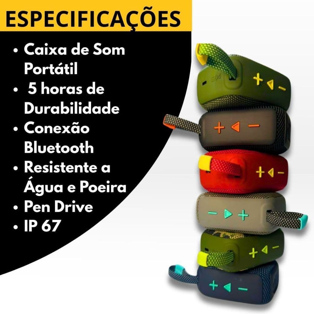 Caixa de som Bluetooth com Led