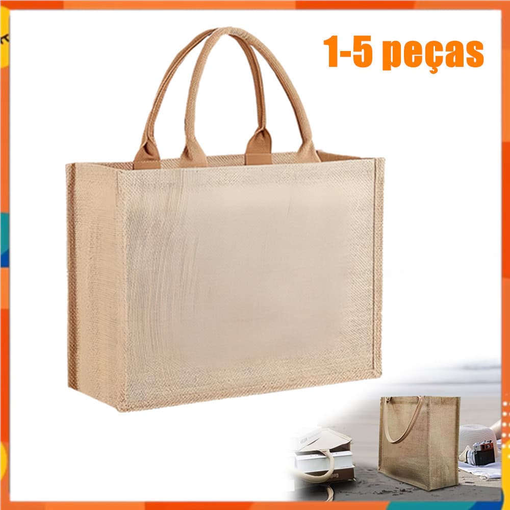 1-5 peças, bolsa de linho grosso, bolsa de praia reutilizável, grande saco de presente DIY para casamento