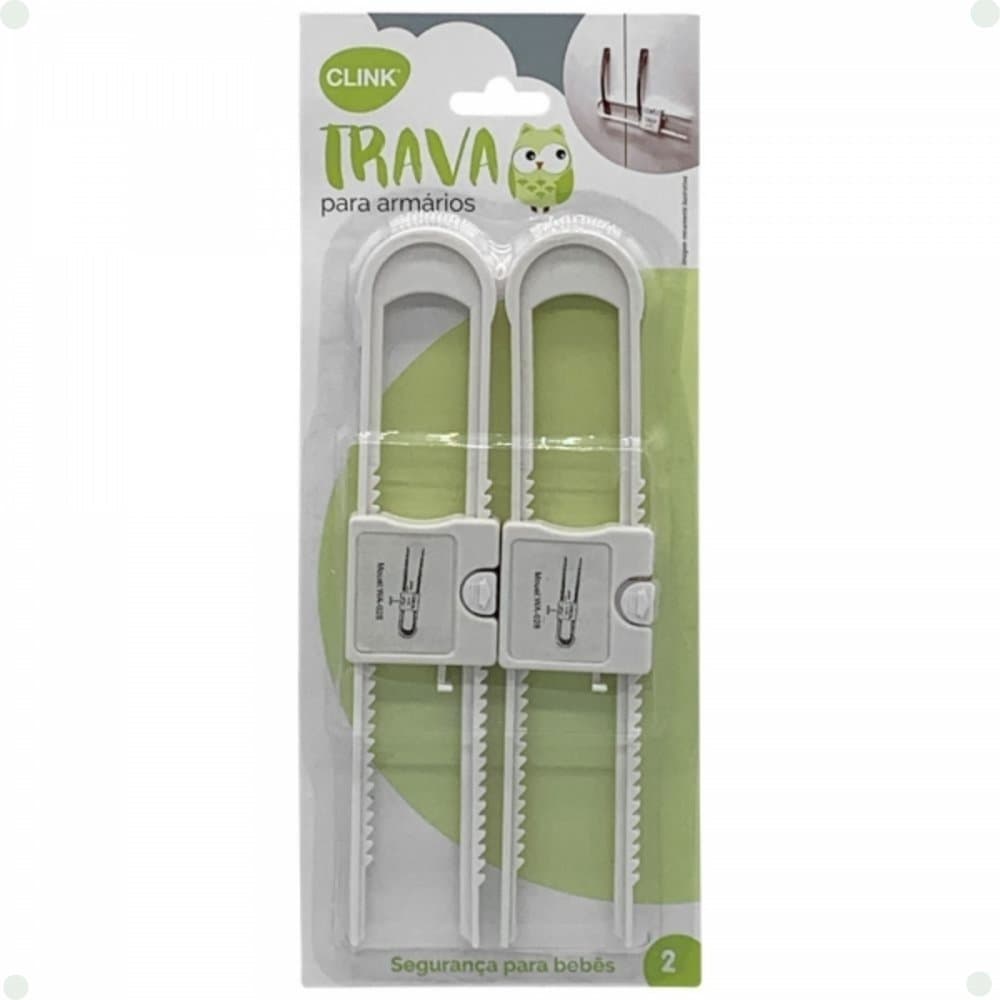 Kit 2 Travas de Segurança Ajustável p/ Armário e Portas