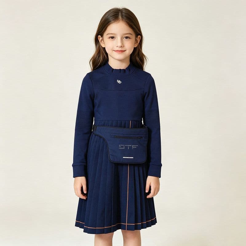 Bedoha vestido infantil primavera outono manga comprida meninas tênis golfe esportes vestido plissado Irregular