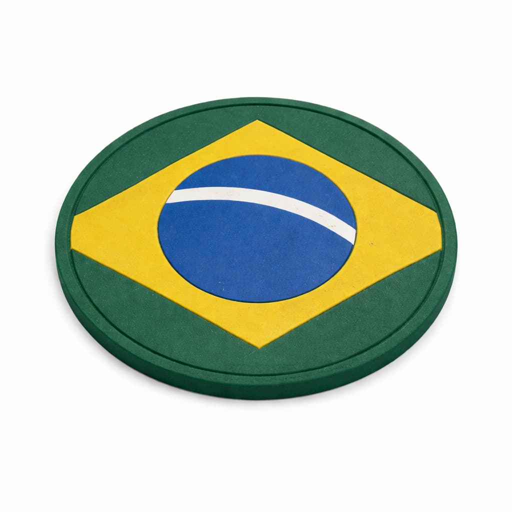 Porta Copo Brasil Bolacha Descanso Mesa Chopp Borracha Bar Antiderrapante Retém Líquido