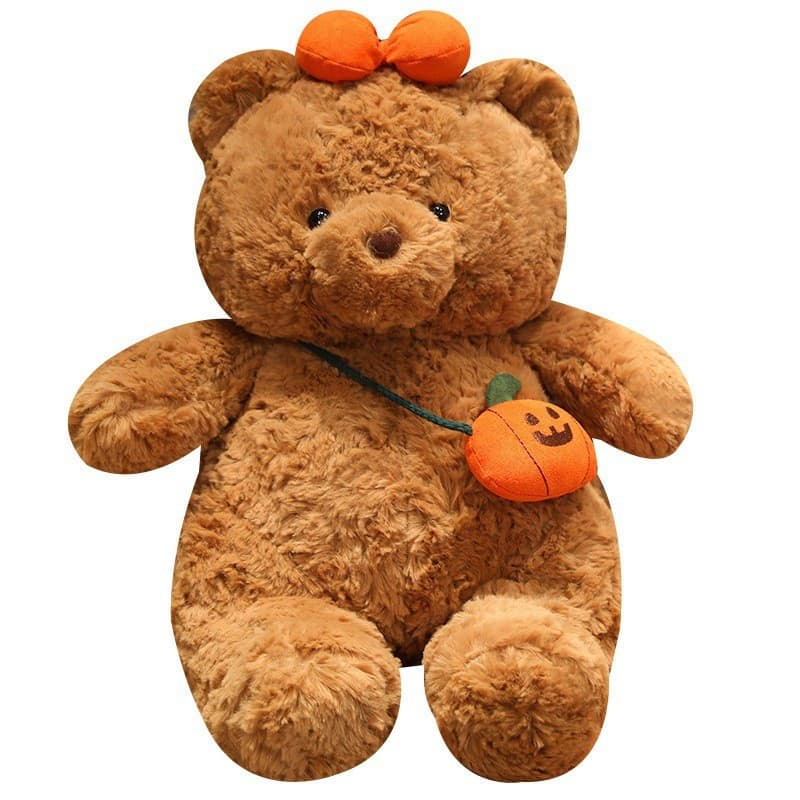 Urso de pelúcia boneca brinquedo de pelúcia urso boneca abóbora grande urso travesseiro Halloween abóbora urso crianças