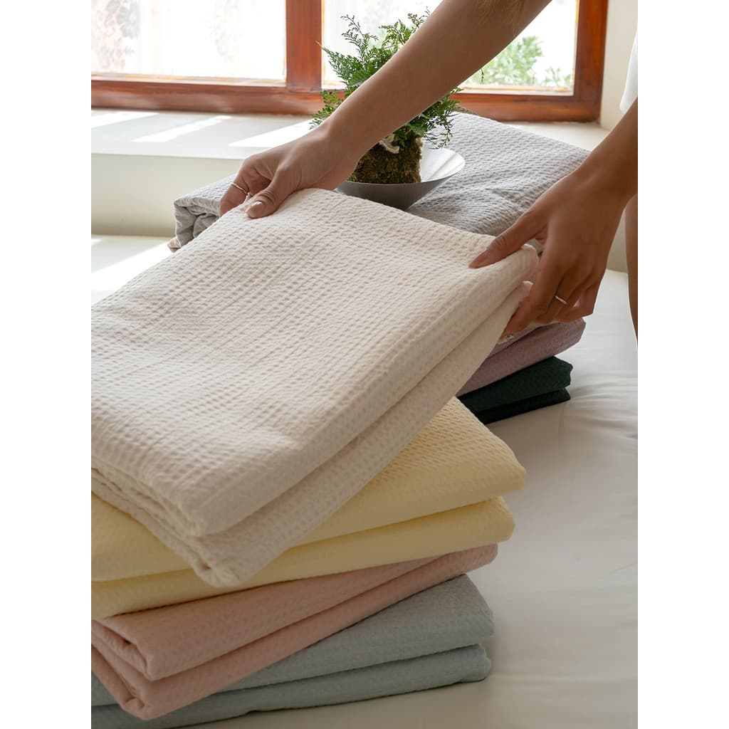 Simples Waffle algodão colcha capa rosa branco 60 contagem algodão lavado engrossado único duplo colcha capa 1.5/2.0/2.2